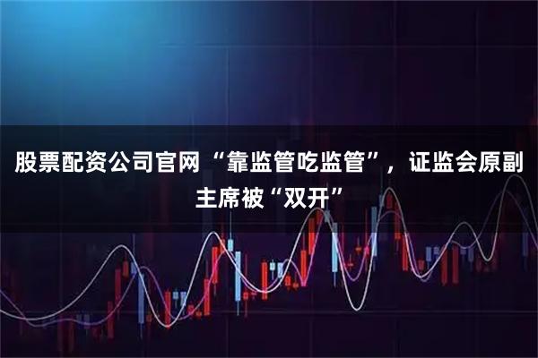 股票配资公司官网 “靠监管吃监管”，证监会原副主席被“双开”